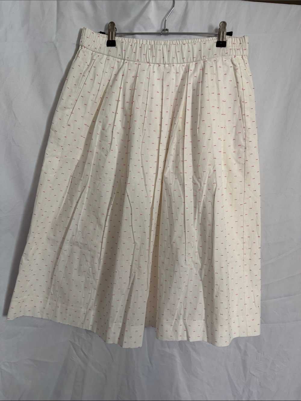 J. Crew Women's Cream A-Line Skirt with Pink Dot Print